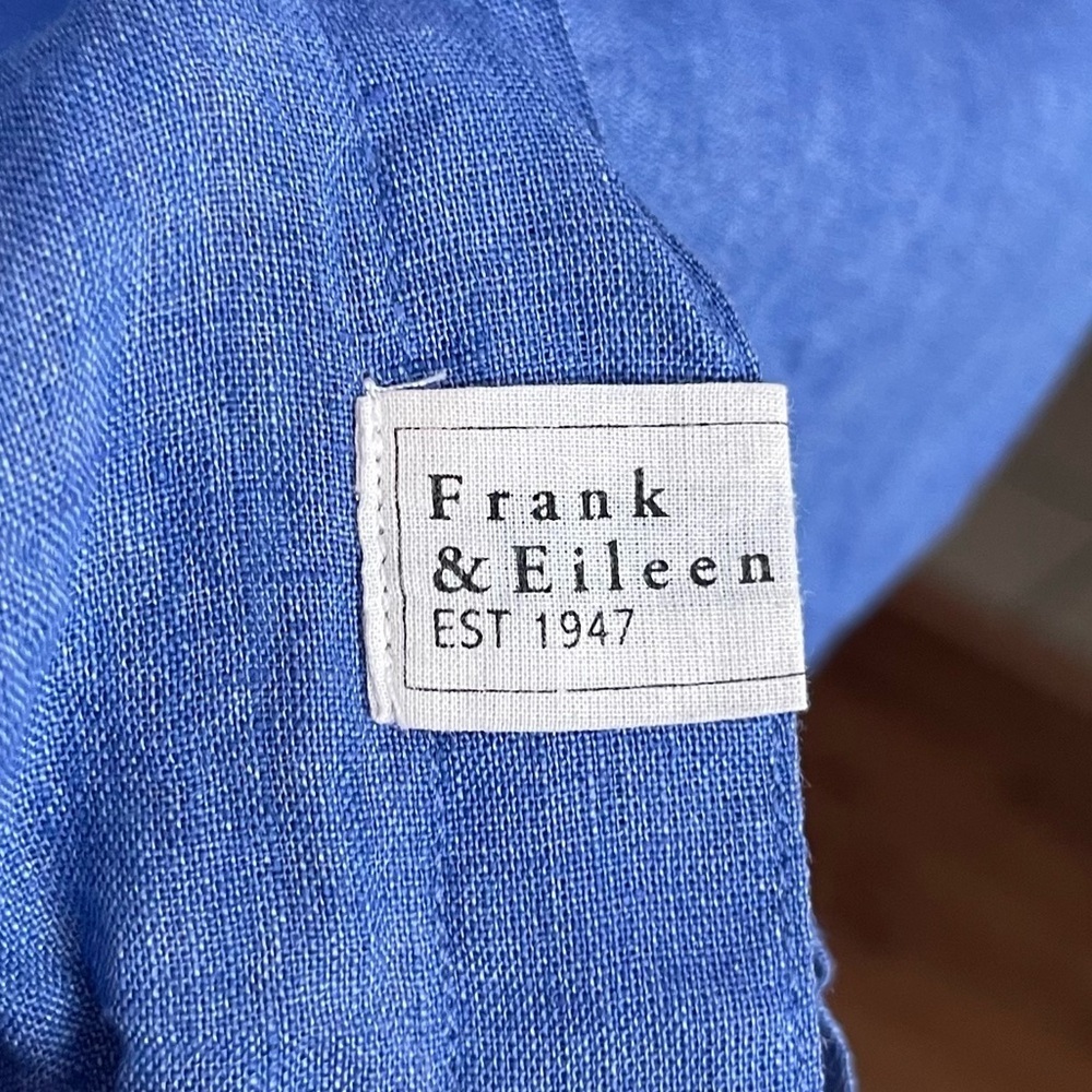 Frank & Eileen Linen Mary Button Down Long Sleeve Shirtdress Indigo Blue Small - Picture 11 of 13